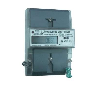  Счетчик "Меркурий" 206 PRNO 1ф 5-60А 1.0/2.0 класс точн. многотариф. оптопорт RS485 ЖКИ DIN-рейка Моск.вр. Инкотекс М0000052520 