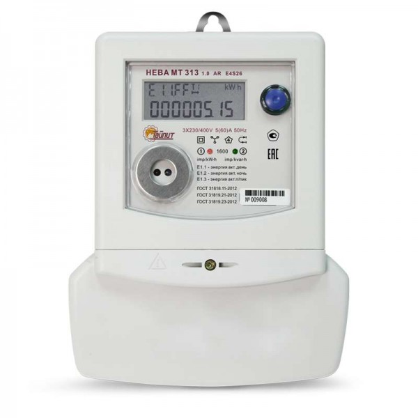  Счетчик НЕВА МТ 313 1.0 AR E4S26 NEW 3ф 5-60А 220/380В многотариф. RS485 винт ЖКИ Екат. вр. Тайпит 6067737 
