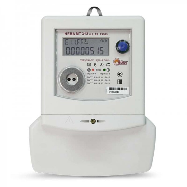  Счетчик НЕВА МТ 313 0.5 AR E4S25 NEW 3ф 5-10А 220/380В многотариф. RS485 винт ЖКИ многотариф физ. лица Екат. вр. Тайпит 6112952 