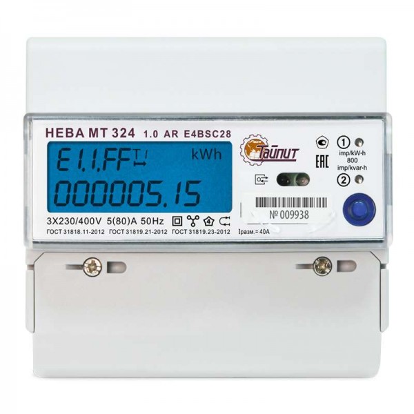  Счетчик НЕВА МТ 324 1.0 AR (E4BSC28) 3ф 24 регион Красноярск. вр. Тайпит 6134992 