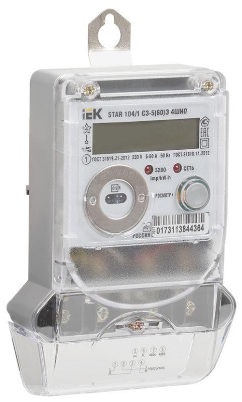  Счетчик STAR 104/1 С3-5(60)Э 4ШИО 1ф многотариф. IEK CCE-1C4-1-02-1 