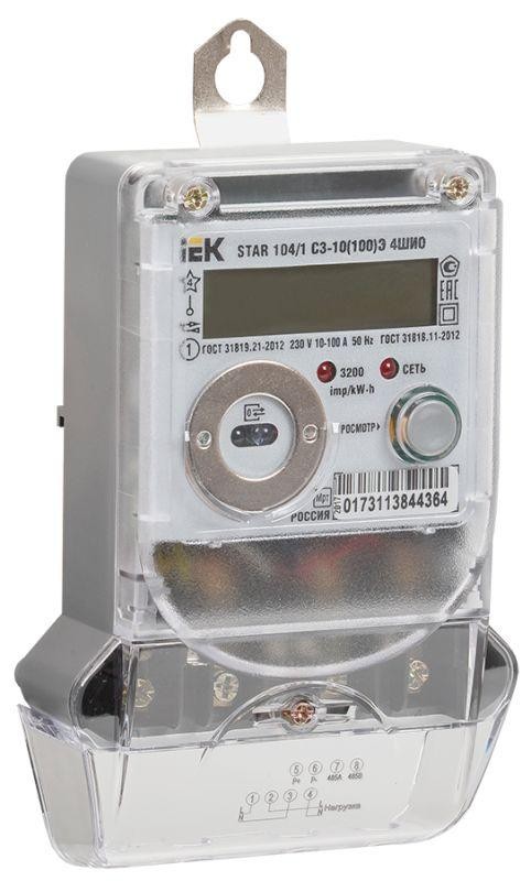  Счетчик STAR 104/1 С3-10(100)Э 4ШИО 1ф многотариф. IEK CCE-1C4-2-02-1 