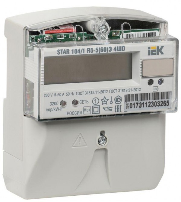 Счетчик STAR 104/1 R5-5(60)Э 4ШО 1ф многотариф. IEK CCE-1R5-1-01-1 