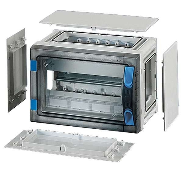  Корпус пластиковый 186х276х186 N+PE ручное запирание сер. с прозр. дверью FP 1107 HENSEL 68000143 