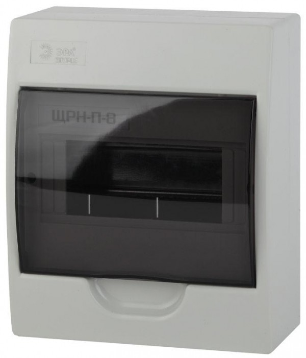  Бокс ЩРН-П-8 мод. навесной пластик IP41 SIMPLE NO-box_simple-plastic_8_surface ЭРА Б0041523 