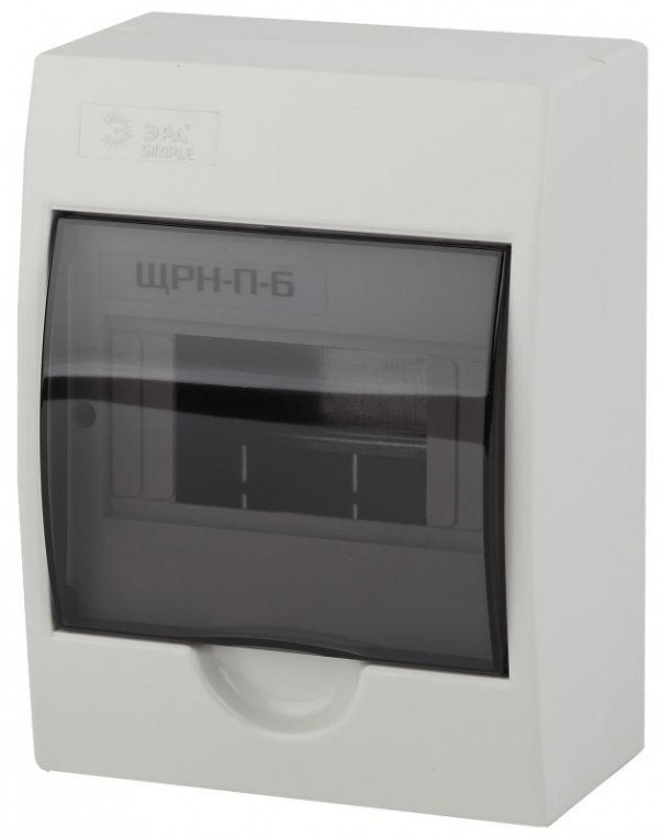  Бокс ЩРН-П-6 мод. навесной пластик IP41 SIMPLE NO-box_simple-plastic_6_surface ЭРА Б0041522 