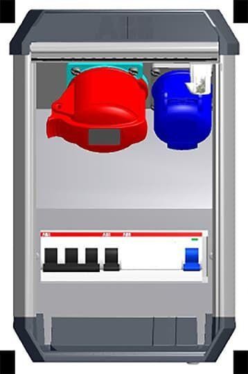  Бокс с разъемами в сборе CWF10K 2хCEE 3P+N+E 2P+E 16А ВДТ 30мА 2хВА 16А ABB 2CMA177452R1000 