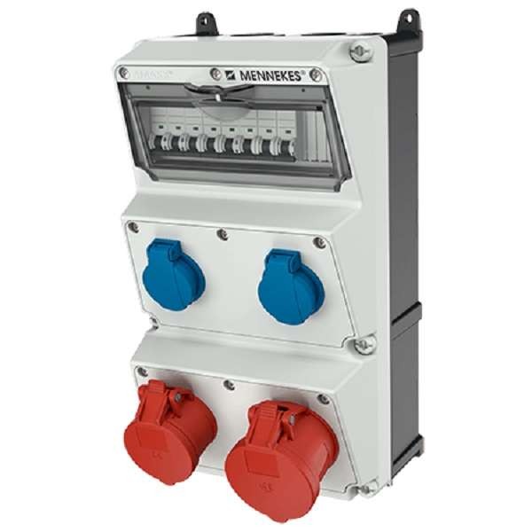  Комбинация AMAXX 2хSCHUKO16А 1хСЕЕ16А5п 1хСЕЕ32А5п с защитой 225х390х221мм черн./сер. IP44 Mennekes 930010R 