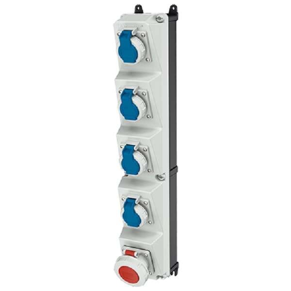  Комбинация розеток AMAXX-S 4хSCHUKO16А и 1хСЕЕ16А5п без защиты IP67 112.5х650х174мм черн./сер. Mennekes 960031 