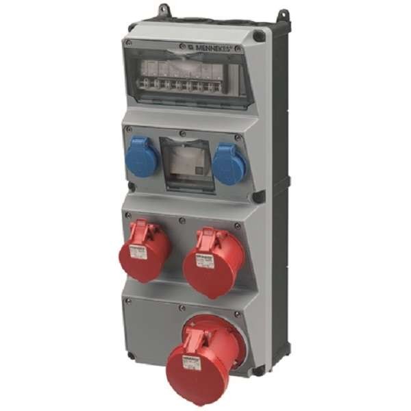  Комбинация розеток AMAXX 2хSCHUKO16А 1хСЕЕ16А 1хСЕЕ32А 1хСЕЕ63А с защитой IP44 225х520х248мм черн./сер. Mennekes 940017 