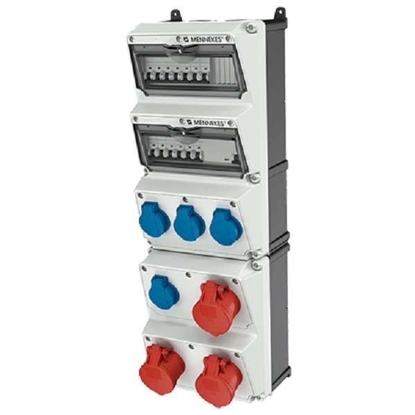  Комбинация розеток AMAXX 4хSCHUKO16А 3хСЕЕ16А5п с защитой IP44 225х650х209мм черн./сер. Mennekes 950003 