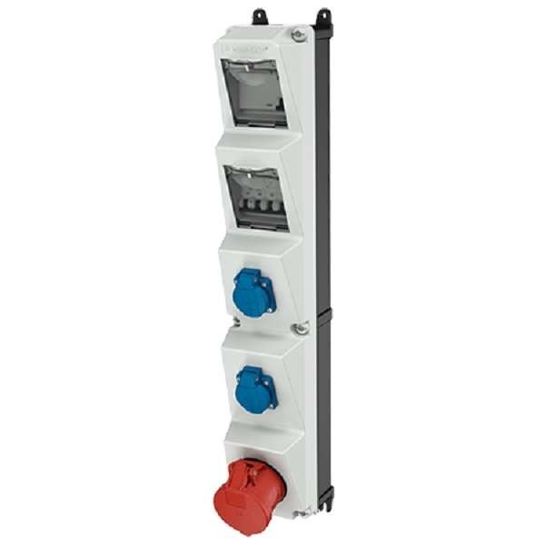  Комбинация розеток AMAXX-S 2хSCHUKO16А 1хСЕЕ32А5п с защитой IP44 112.5х650х182мм черн./сер. Mennekes 960012 