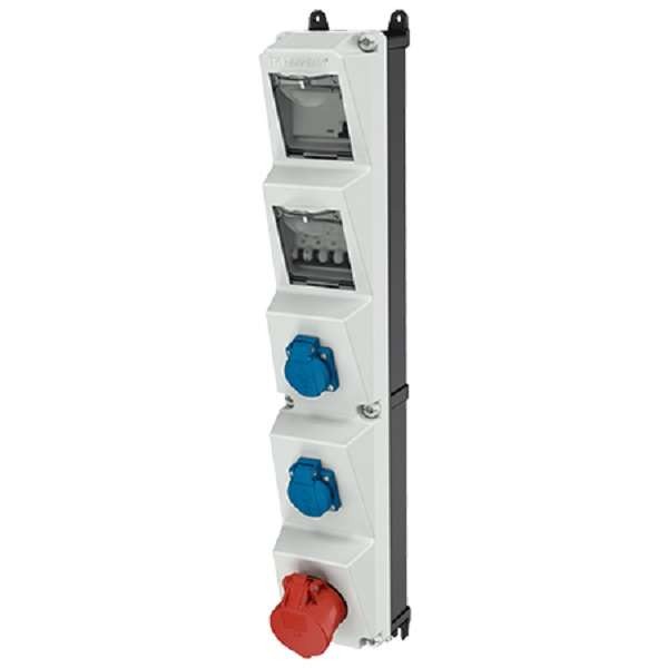 Комбинация розеток AMAXX-S 2хSCHUKO16А 1хСЕЕ16А5п с защитой 16А IP44 112.5х650х172мм черн./сер. Mennekes 960003 
