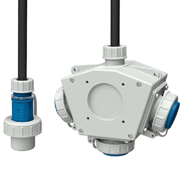  Комбинация розеток DELTA-BOX вилка SCHUKO кабель 3 розетки SCHUKO 16А230В IP68 сер. Mennekes 92386 