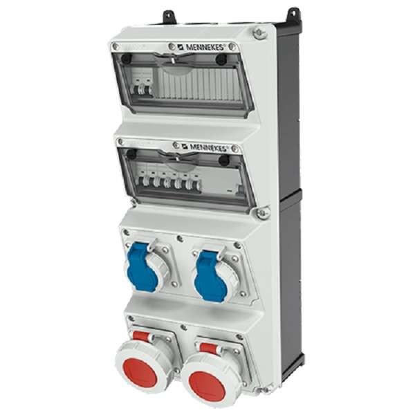  Комбинация розеток AMAXX 2хSCHUKO16А 2хСЕЕ16А5п с защитой IP67 225х520х213мм черн./сер. Mennekes 940013 