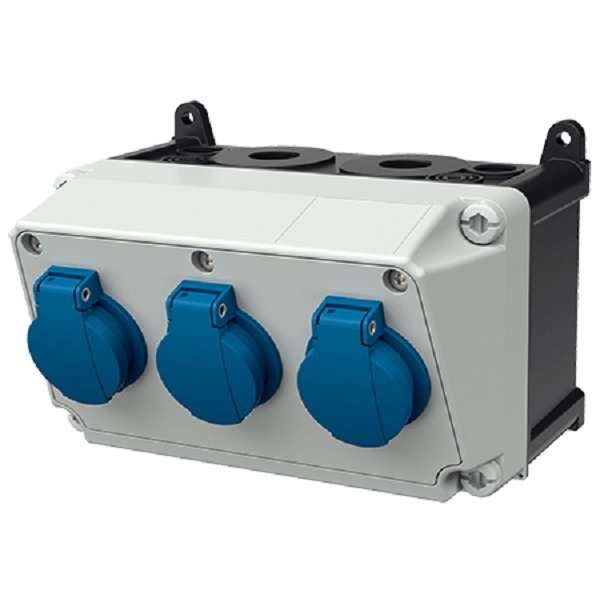 Комбинация розеток AMAXX 3хSCHUKO 16А 230В без защиты IP44 225х130х175мм черн./сер. Mennekes 910005 