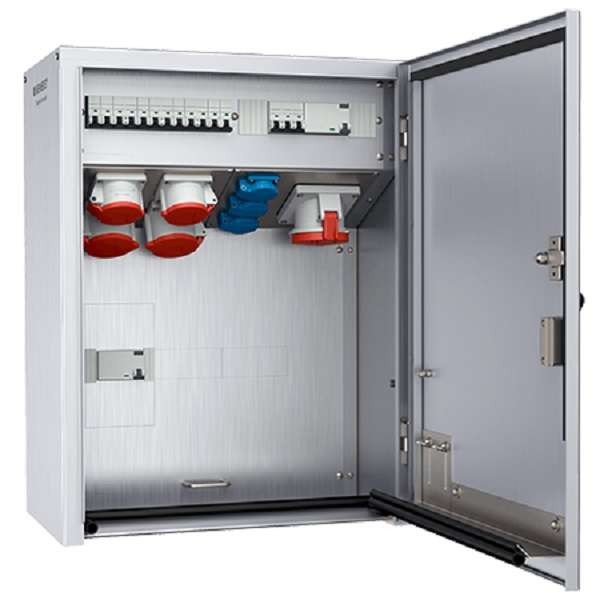  Комбинация розеток 3хSCHUKO16А 2хСЕЕ16А5п 2хСЕЕ32А5п и 1хСЕЕ63А5п с защитой IP44 нерж. сталь Mennekes 83705 