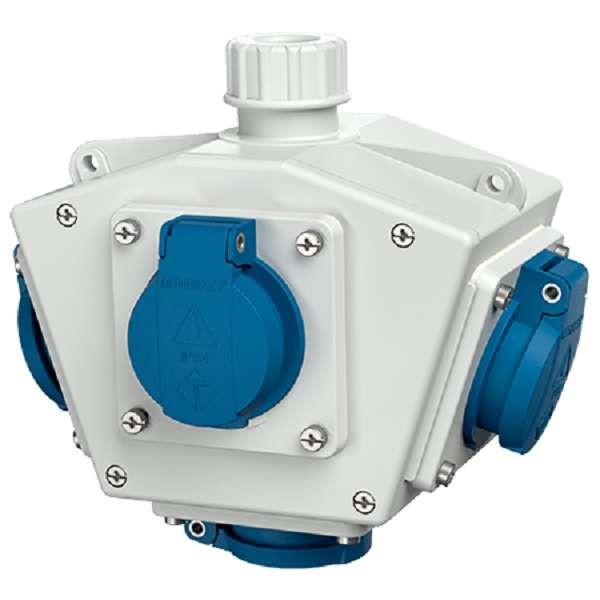  Комбинация розеток DELTA-BOX 4 розетки SCHUKO 16А 230В IP44 сер. Mennekes 92602 