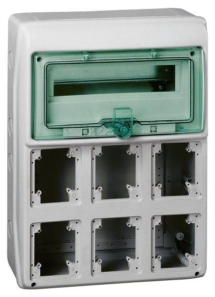  Бокс ОП Kaedra 12мод. 6 отв. сер. с прозр. дверью IP65 SchE 13181 
