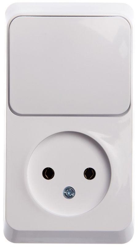  Блок ОП Этюд (1-м розетка без заземления + 1-кл. выкл.) бел. SchE BPA16-204B 