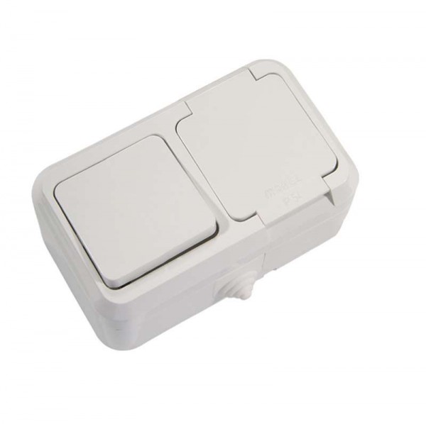  Блок ОП IP44 бел. (1кл. выкл.+роз/крыш) Makel 18350 
