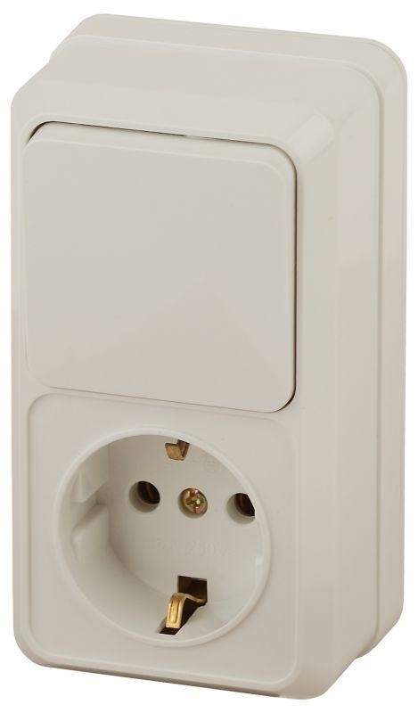  Блок розетка+выкл. ОП Quadro 2-705-02 верт. 10(16)А-250В IP20 сл. кость Intro Б0036166 