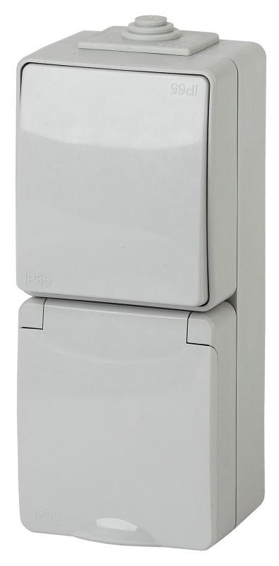  Блок розетка+выкл. ОП Эра Эксперт 11-7607-03 16А(10AX)-250В верт. IP65 сер. ЭРА Б0035998 