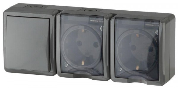  Блок ОП 2 розетки+выключатель 11-7403-0 16АХ(10AX)-250В IP54 Эксперт сер. ЭРА Б0027674 