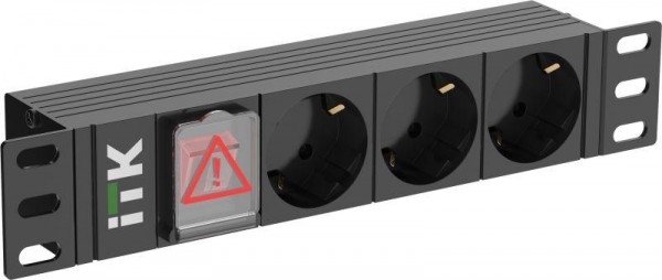  Блок розеток 3-м PDU немец. станд. LED 1U вх. С14 10" ITK PH12-3D3-P 