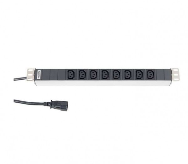  Блок розеток SHT19-8IEC-2.5IEC для шкафов 19дюйм горизонт. 8 универс. розеток 10А выкл. IEC320 C14 10А каб. пит. 3х1кв.мм 2.5м; с вилкой IEC 320 C14 Hyperline 26413 