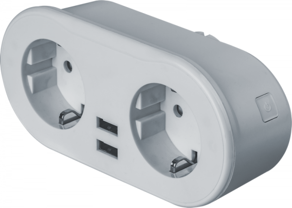  Адаптер-разветвитель с управлением по WI-FI 2-м +2 USB NSH-ST-02 с заземл. бел. Smart Home Navigator 14556 