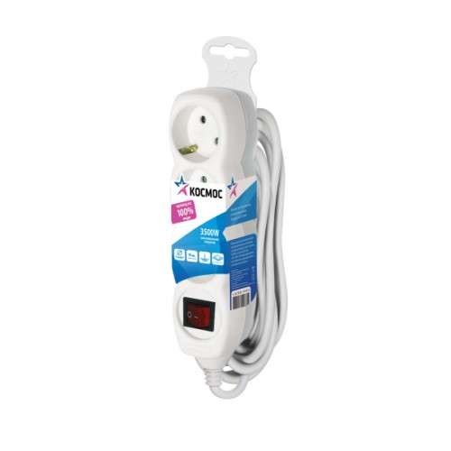  Удлинитель 3х5м с заземл. 16А IP20 с выкл. ПВС 3х1 Космос YKsm5m-3g-Z-V(K) 