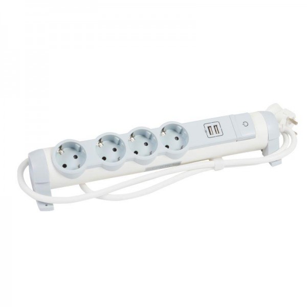  Блок многорозеточный с 2хUSB+4х2К+З с кабелем 1.5м Leg 694615 