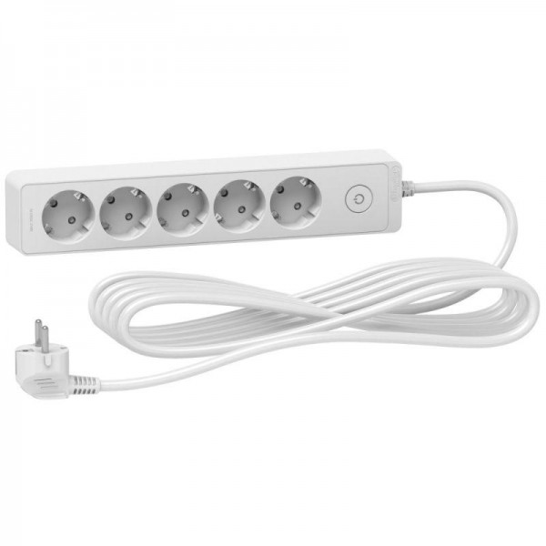  Удлинитель UNICA EXTEND 5 розеток 2К+З кабель 5м бел. SchE ST9455W 