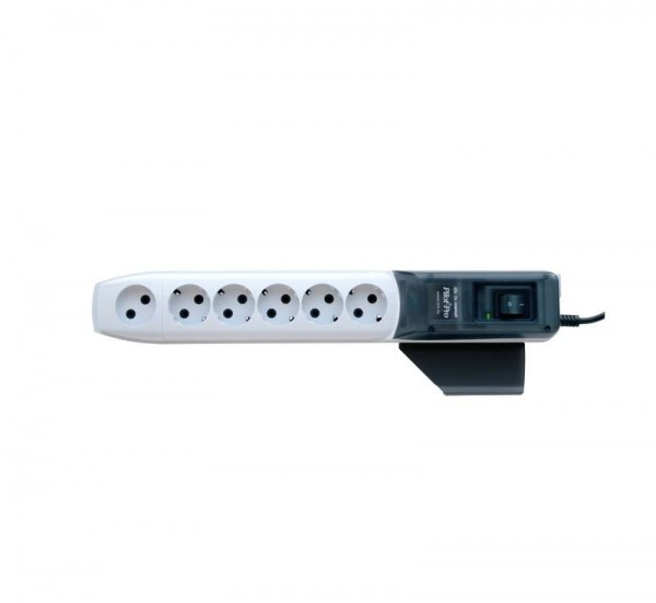  Удлинитель с сетевым фильтром 6х5м с заземл. 10А IP20 CCA 3х0.75 сер. PILOT 45602 