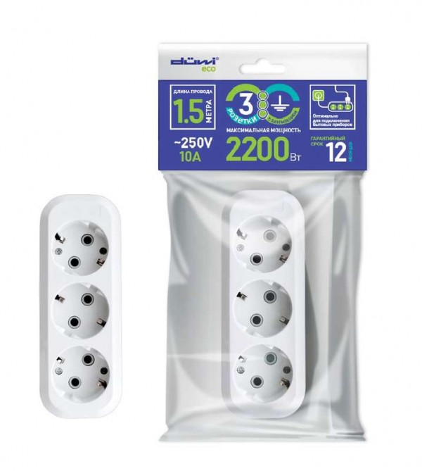  Удлинитель бытовой 3х1.5м с заземл. Duwi 32033 3 