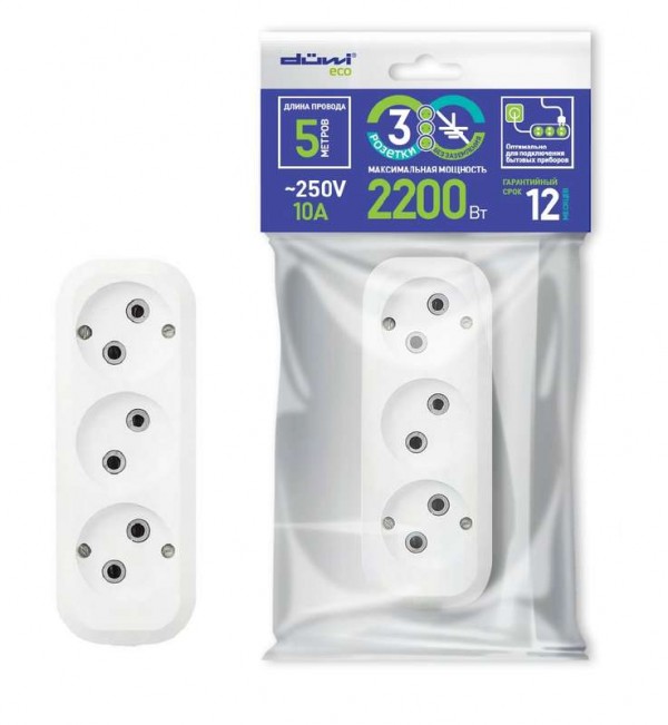  Удлинитель бытовой 3х5м без заземл. Duwi 32032 6 
