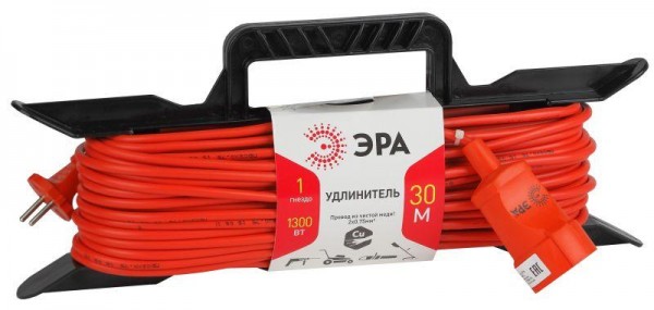  Удлинитель-шнур на рамке 1х30м без заземл. силовой UF-1-2х0.75-30m ПВС 2х0.75 ЭРА Б0017611 