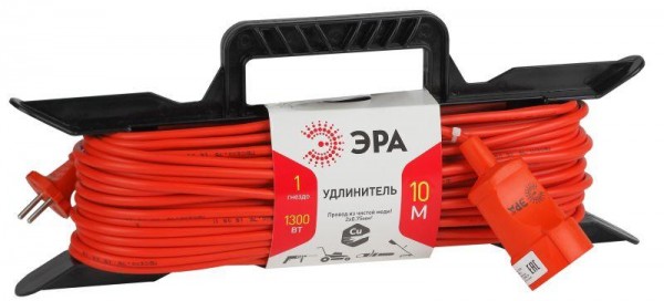  Удлинитель-шнур на рамке 1х10м без заземл. силовой UF-1-2х0.75-10m ПВС 2х0.75 ЭРА Б0017609 