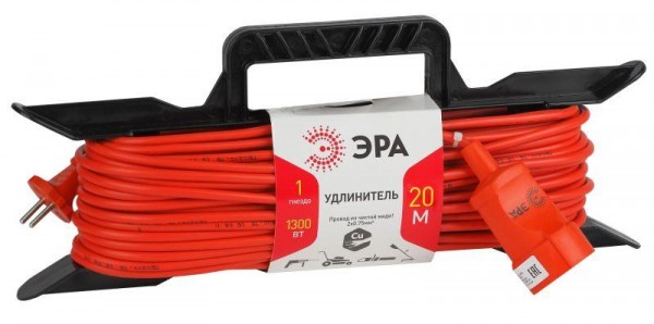  Удлинитель-шнур на рамке 1х20м без заземл. силовой UF-1-2х0.75-20m ПВС 2х0.75 ЭРА Б0017610 