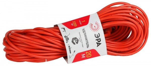  Удлинитель силовой UP-1-2х1.0-20m 1х20м бухта без заземл. ПВС 2х1 ЭРА Б0017613 