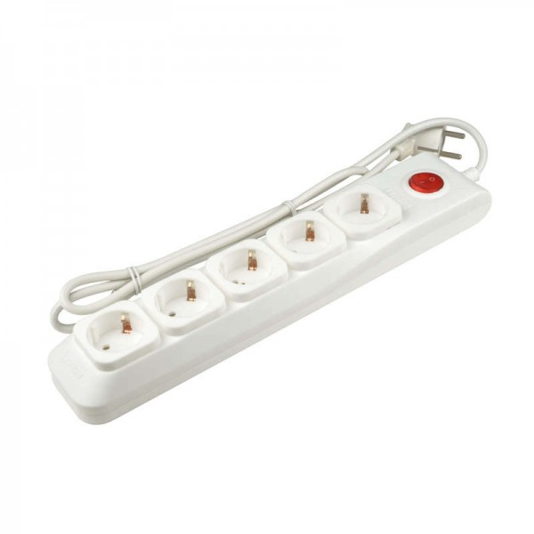  Фильтр сетевой SGSL5-3 WHITE "Lux" 3м Пвс 3х0.75 5 гнезд с/з 10А защита от перенапряж. короткого замыкания Uniel UL-00001753 