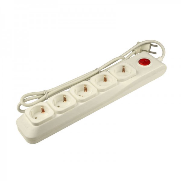  Фильтр сетевой SGSL5-1.5 IVORY "Lux" 1.5м Пвс 3х0.75 5 гнезд с/з 10А защита от перенапряж. короткого замыкания Uniel UL-00001751 