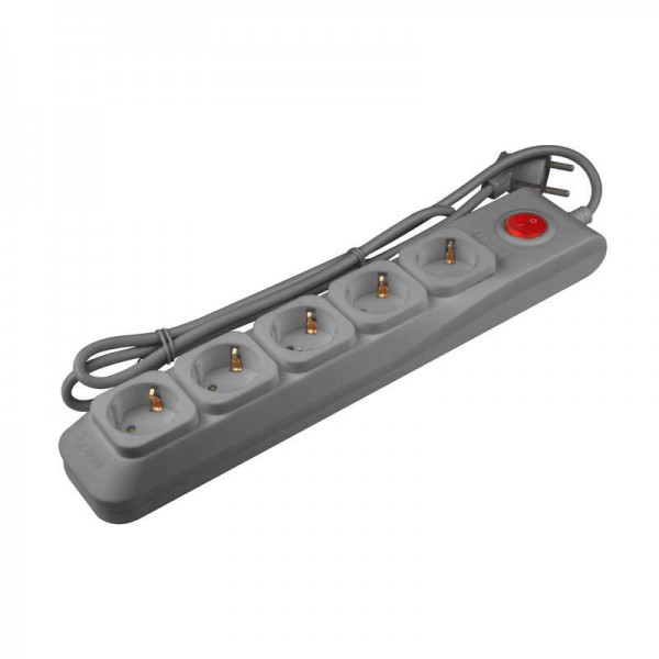 Фильтр сетевой SGSL5-1.5 GREY "Lux" 1.5м Пвс 3х0.75 5 гнезд с/з 10А защита от перенапряж. короткого замыкания Uniel UL-00001752 