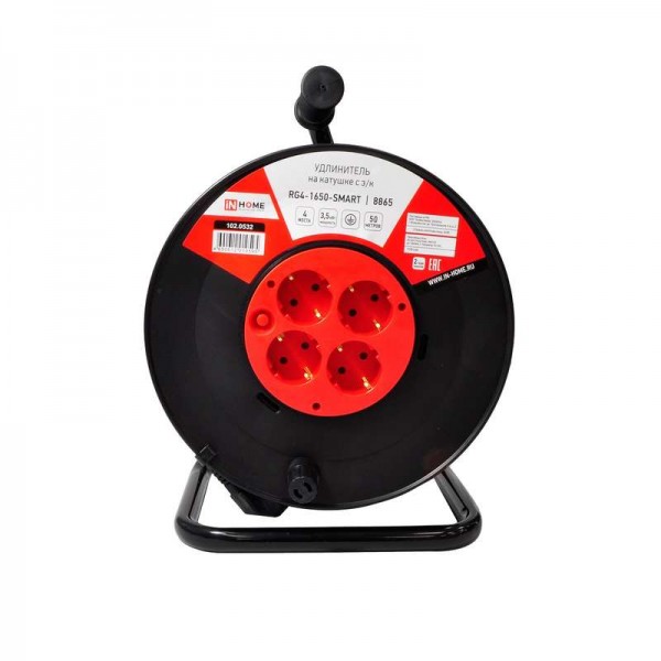  Удлинитель на катушке RG4-1650-SMART с т/з 4-м с з/к 16А 50м 8865 IN HOME 4690612010595 
