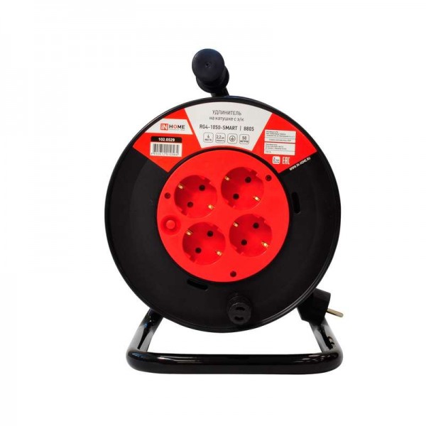  Удлинитель на катушке RG4-1050-SMART с т/з 4-м с з/к 10А 50м 8805 IN HOME 4690612010564 