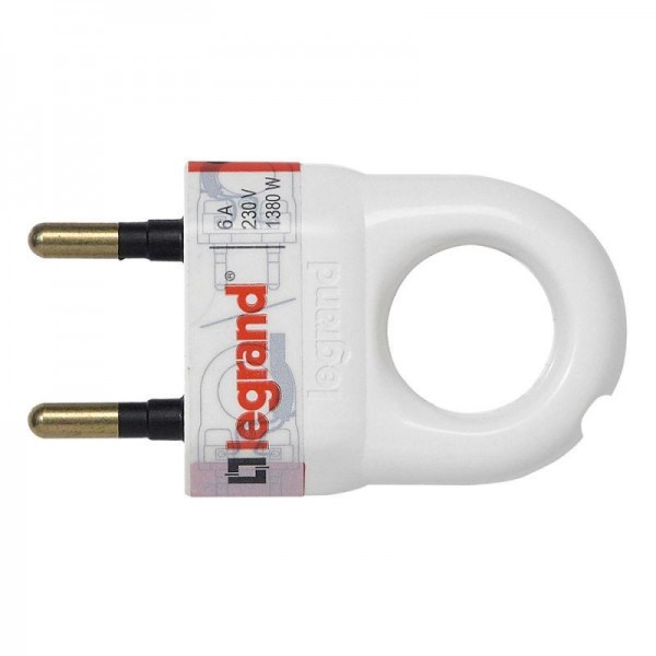  Вилка электрич. каб. Helium 6А 2P+E прямая бел. Leg 050162 