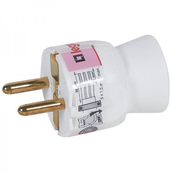 Вилка электрич. каб. Helium 16А 2P+E прямая бел. Leg 050187 