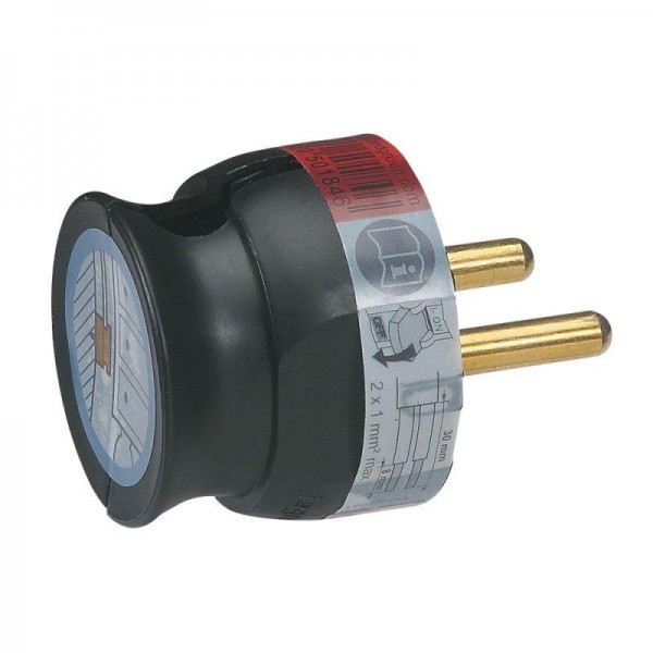  Вилка электрич. каб. Helium 16А 2P+E плоская черн. Leg 050184 