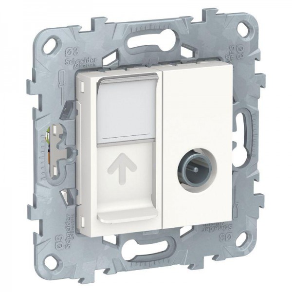  Механизм розетки TV UNICA NEW одиночная + комп. RJ45 кат.6 UTP бел. SchE NU547018 